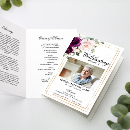 Beerdigungsprogramm für lila Beerdigung | Dienstpl