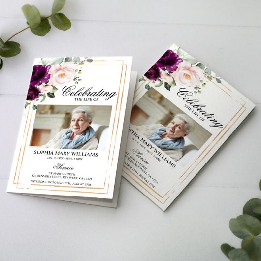 Beerdigungsprogramm für lila Beerdigung | Dienstpl