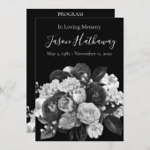 Beerdigungsprogramm für Schwarze und Weiße Blume ( Einladung (Vorne/Hinten)