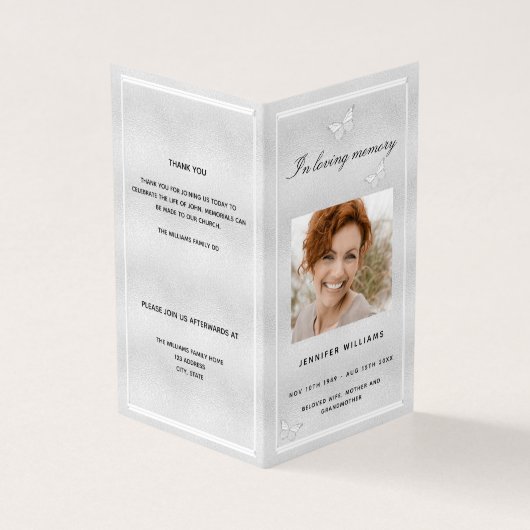 Beerdigungsprogramm für Silberschmetterlinge im Fo (Vorderseite)