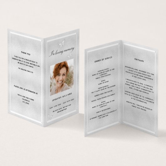 Beerdigungsprogramm für Silberschmetterlinge im Fo (Innenseite und Außenseite)