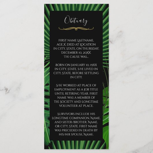 Beerdigungsprogramm für tropische Blätter/Beerdigu Programm (Rückseite)