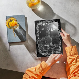 Beerdigungsprogramm für weißes botanisches Foto Einladung