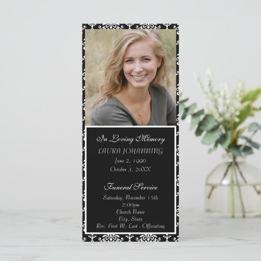 Beerdigungsprogramm für White Damask/Obituary Programm (Stehend Vorderseite)