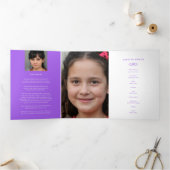 Beerdigungsprogramm in unseren Herzen lila Dreifach-gefaltete Programmkarte (Innenseite)