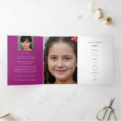 Beerdigungsprogramm in unseren Herzen Maulbeere Dreifach-gefaltete Programmkarte (Innenseite)