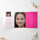 Beerdigungsprogramm in unseren Herzen weiß rosa Dreifach-gefaltete Programmkarte (Innenseite)