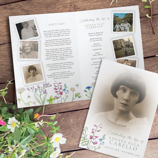 Beerdigungsprogramm Wildblume Bienen Fotos Programm