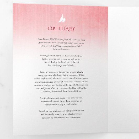 Beerdigungsprogrammordnung rote Rose Dreifach-gefaltete Programmkarte (Innen Erste Seite)