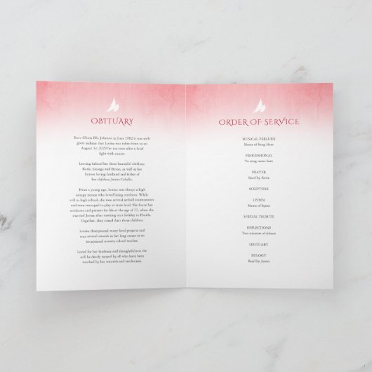 Beerdigungsprogrammordnung rote Rose Programm (Innenseite)