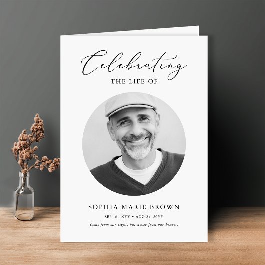 Beerdigungsreihenfolge des Foto-Gedenkprogramms Karte