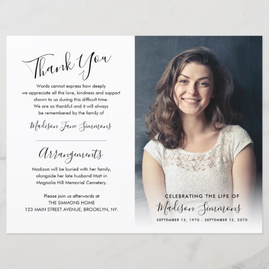 Beerdigungsreihenfolge des Fotos (Vorderseite)