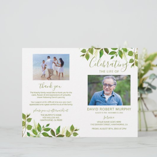 Beerdigungsreihenfolge des Memorial Programms zur  (Stehend Vorderseite)