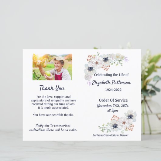 Beerdigungsreihenfolge des Programms zur Erinnerun (Stehend Vorderseite)