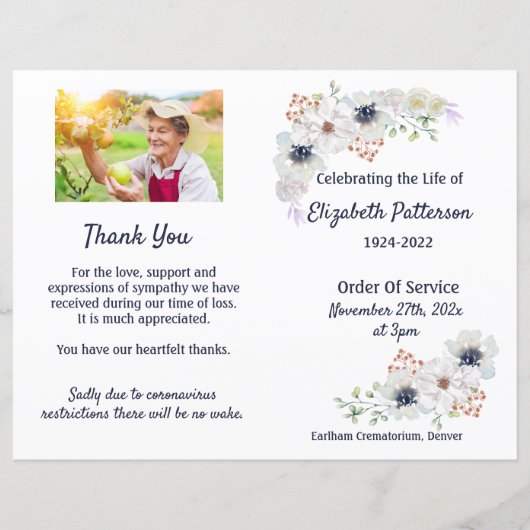 Beerdigungsreihenfolge des Programms zur Erinnerun (Vorderseite)