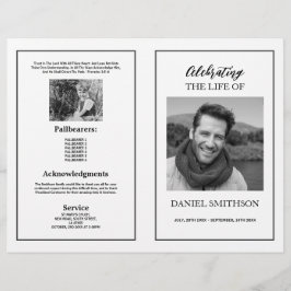 Beerdigungsreihenfolge Schwarz-weiß Flyer