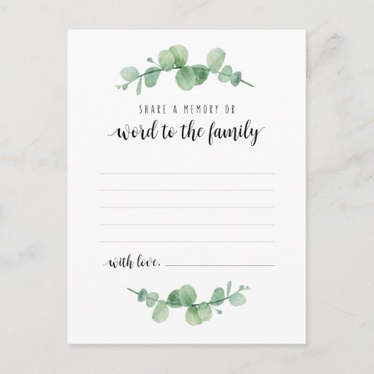 Beerdigungsservice, Grüne, Speicherkarte freigeben Postkarte (Vorderseite)