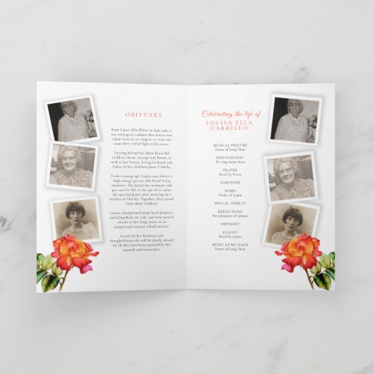 Beerdigungsservice-Programm gestreift Rose Fotos Programm (Innenseite)