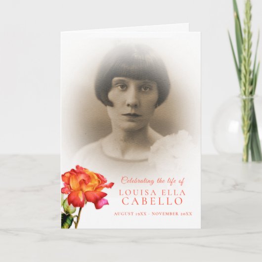 Beerdigungsservice-Programm gestreift Rose Fotos Programm (Vorderseite)