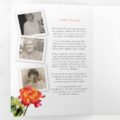 Beerdigungsservice-Programm gestreift Rose rot gel Dreifach Gefaltete Einladung (Innen Erste Seite)