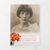 Beerdigungsservice-Programm gestreift Rose rot gel Dreifach Gefaltete Einladung (Cover)