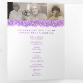 Beerdigungsservice-Programm lila Vergessen-nicht Dreifach-gefaltete Programmkarte (Innen Erste Seite)