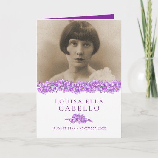 Beerdigungsservice-Programm lila Vergessenmernots Programm (Vorderseite)