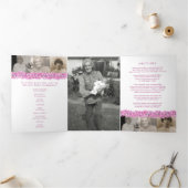 Beerdigungsservice-Programm pink vergiss-me-not-Bl Dreifach-gefaltete Programmkarte (Innenseite)