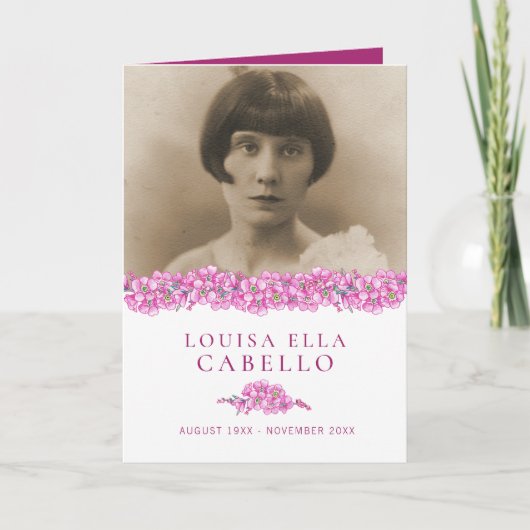 Beerdigungsservice-Programm pink vergiss-me-not-Bl Programm (Vorderseite)