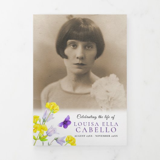 Beerdigungsservice Wildblume Foto 6pp Dreifach-gefaltete Programmkarte (Cover)