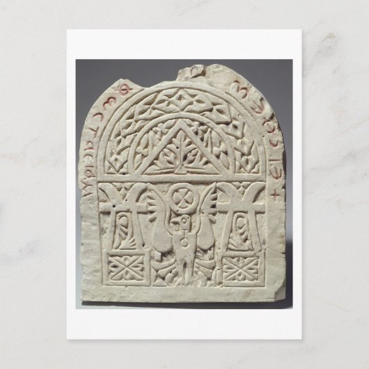 Beerdigungsstela mit Taube oder Adler, 8.-9. Jahrh Postkarte (Vorderseite)