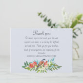 Beerdigungsvogel und Granatblau Dankeschön Karte (Stehend Vorderseite)