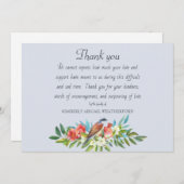 Beerdigungsvogel und Granatblau Dankeschön Karte (Vorne/Hinten)