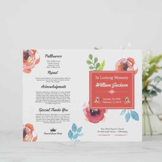 Beerdigungsvorlage (Stehend Vorderseite)