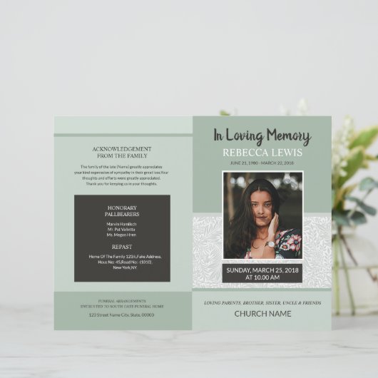 Beerdigungsvorlage (Stehend Vorderseite)