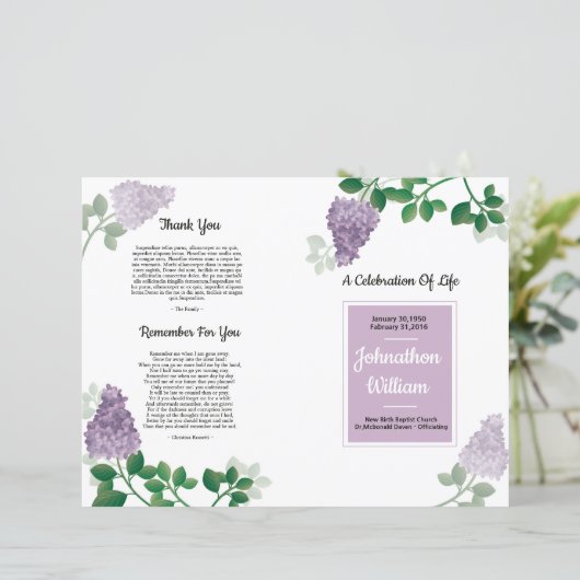 Beerdigungsvorlage (Stehend Vorderseite)