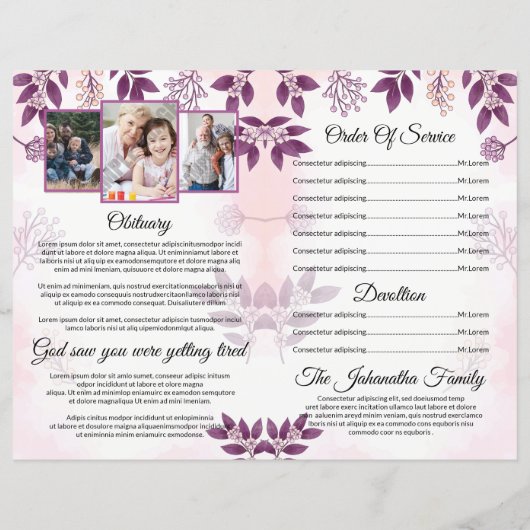 Beerdigungsvorlage (Rückseite)