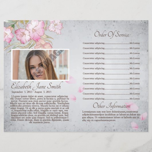 Beerdigungsvorlage (Rückseite)