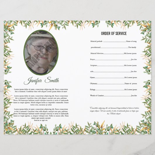 Beerdigungsvorlage (Rückseite)