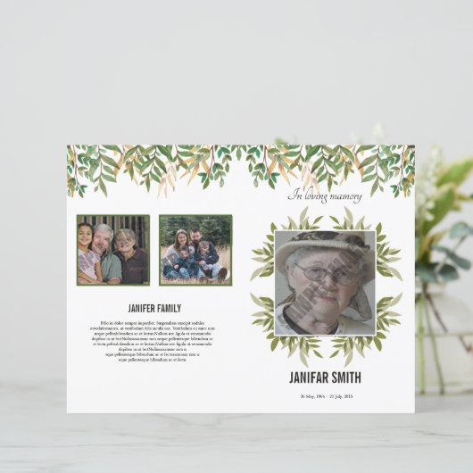 Beerdigungsvorlage (Stehend Vorderseite)