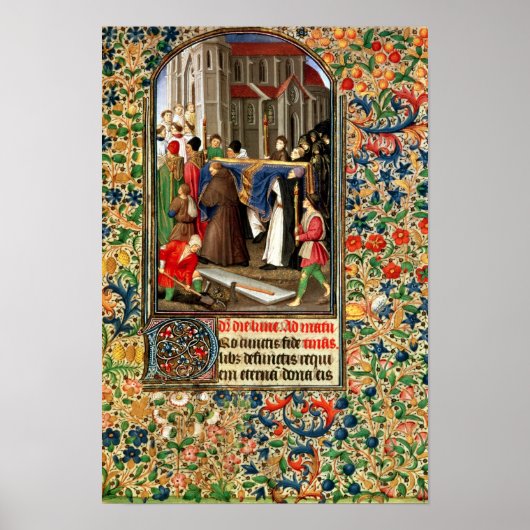 Beerdigungszession mit Grabgraben Poster (Vorne)