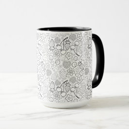 Beere Erdbeere Kirsche Schwarz Handgezeichnet Mode Tasse