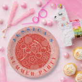 Beere Erdbeere Kirsche Weiß Handgezeichnet Modern. Pappteller (Party)