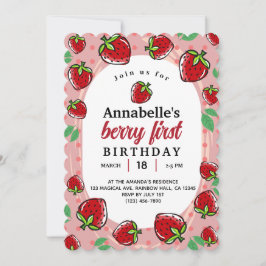 Beere erste Erdbeere Geburtstagsmädchen Party Einladung