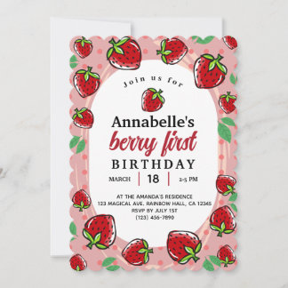 Beere erste Erdbeere Geburtstagsmädchen Party Einladung
