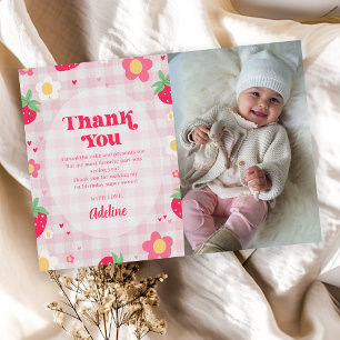 Beere Erste Süße 1. Geburtstag Erdbeere Foto Dankeskarte