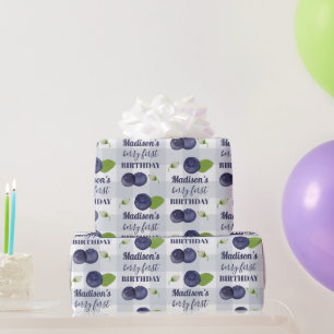 Beere Erster Geburtstag Blaubeeren Erste 1. Name Geschenkpapier