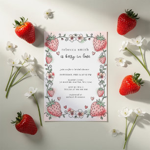 Beere in Liebe Erdbeeren-Junggesellinnenabschied Einladung