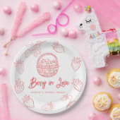 Beere in Liebe Handgezeichnete Erdbeere Junggesell Pappteller (Party)