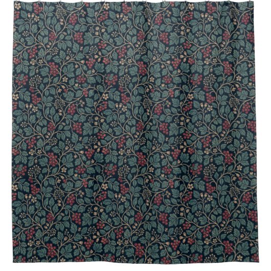 Beere und grünes Blatt Duschvorhang (Vorderseite)